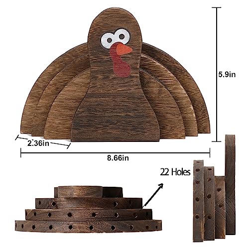 WODOHOLO Thanksgiving Decor, Wooden Turkey Lollipop Holder, Cake Pop Stand, Candy Table Display, Fall Decor for Home, Fireplace Shelf Decoration for Home - Image 3