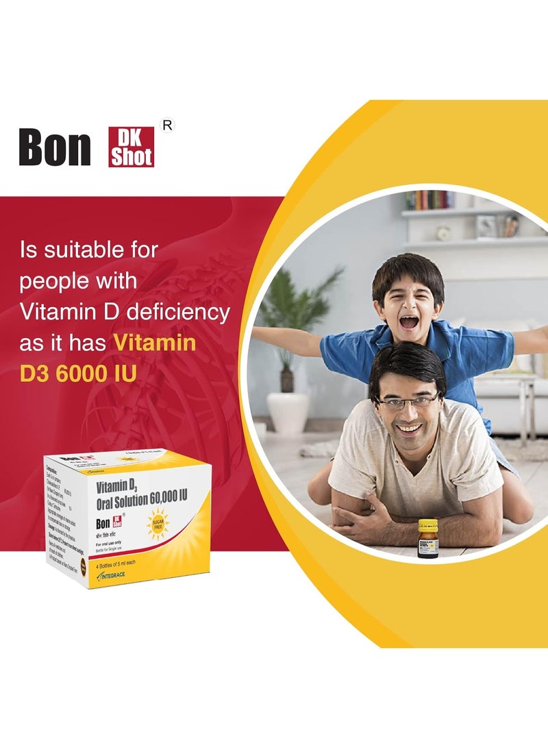 BON Dk Shot Sugarfree Vitamin D3 Oral Solution(8 Shots Of 5Ml Each) Sugar Free Shot With Pineapple Flavour,Liquid Syrup, 1 Count - Image 4