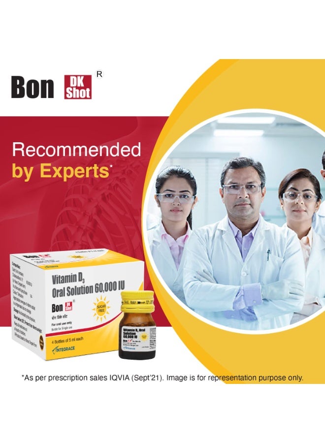 BON Dk Shot Sugarfree Vitamin D3 Oral Solution(8 Shots Of 5Ml Each) Sugar Free Shot With Pineapple Flavour,Liquid Syrup, 1 Count - Image 2