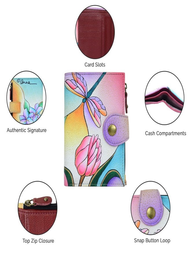 Anna by Anuschka Women's Original Hand-Painted Genuine Leather Ladies Wallet - Magical Dragonflies Black - Image 4
