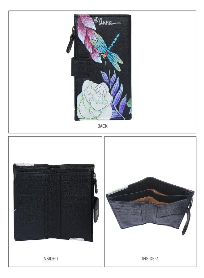 Anna by Anuschka Women's Original Hand-Painted Genuine Leather Ladies Wallet - Magical Dragonflies Black - Image 3