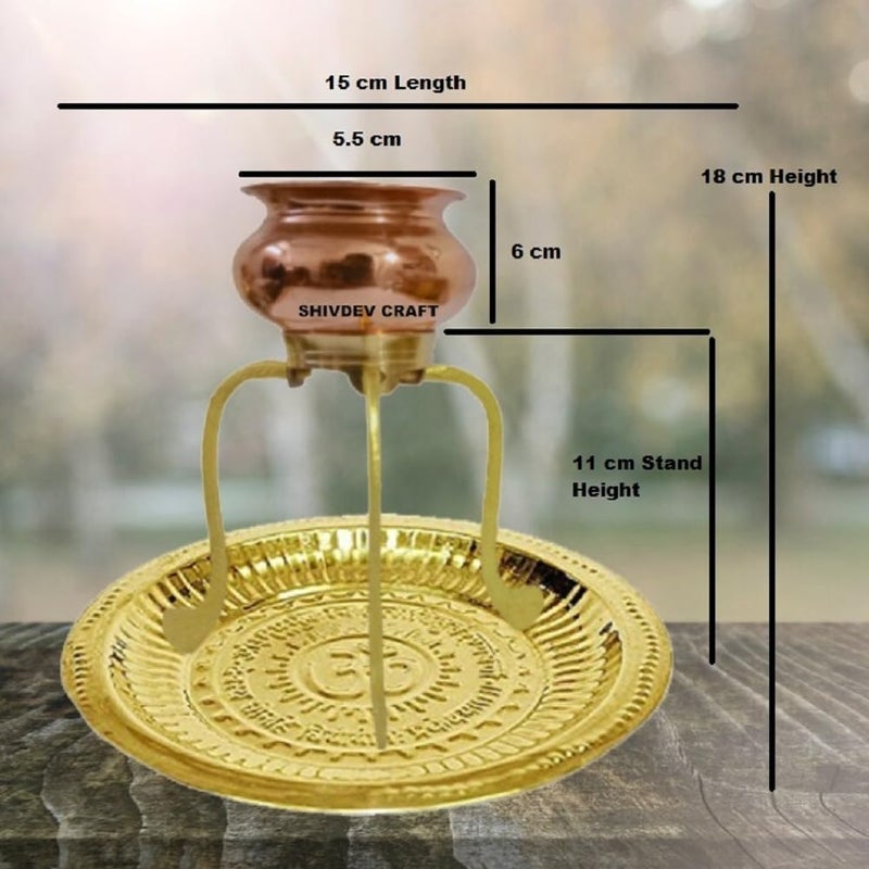 SHIVDEV CRAFT Shivling Stand Jal Abhishek Lota Kalash for Home Puja Brass Pooja Plate and Copper Abhishekam Lota Kalash Stand Height 125 CM for Small Shivling Abhishek Up to 3 Inch - Image 2