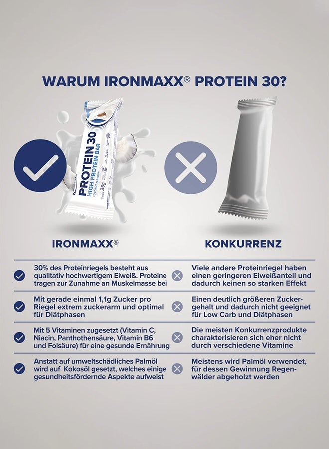 IronMaxx PROTEIN 30 Bar | 24 x 35g | 30% Protein, Coconut Flavour, Low Sugar, Vitamin-Enriched - Image 5