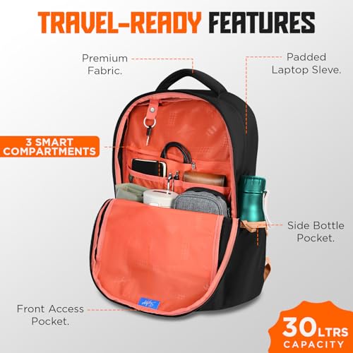 Skybags Zinex 01 30L Laptop Backpack (Black) - Image 3