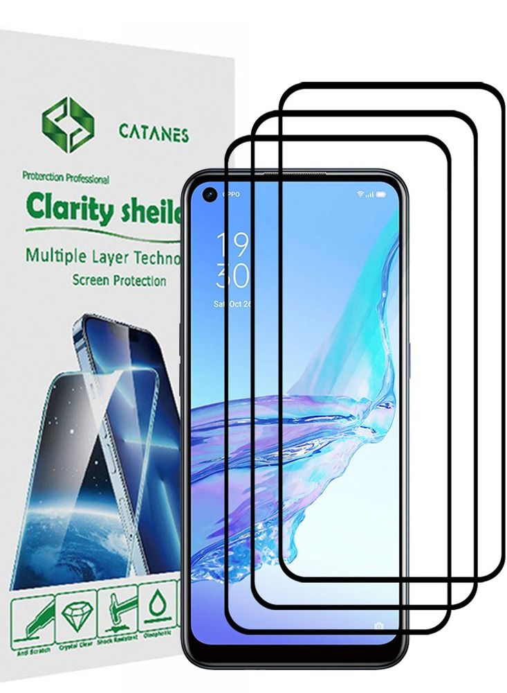 CATANES 3 Pack For Oppo A53 Screen Protector Tempered Glass Full Glue Back - Image 1