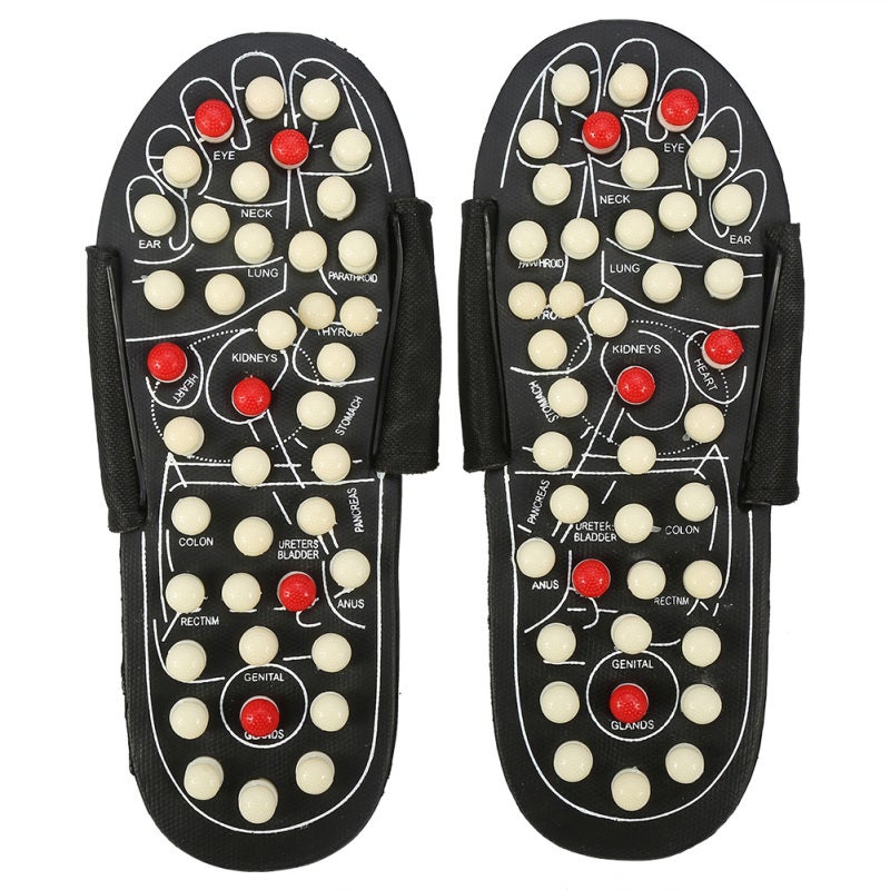 Massage Slippers Eva Wood Blend Silicone Massage Column - Hook And Loop Adjustable Design Foot Massager for Home Relaxation Tired Feet Men And Women - Image 1
