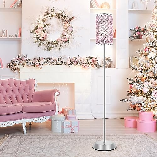 GyroVu Crystal Floor Lamp for Bedroom, Living Room Pink Floor Lamps Modern Tall Lamp with On/Off Foot Switch Glam Standing Light for Girls Bedroom Minimalism Pole Corner Lamp for Office Dorm Hotel - Image 5