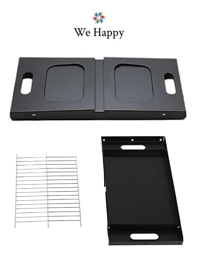 وي هابي المحمولة شواء شواء طوي الجدول الصلب الشواء الرف لحقائب الظهر، والنزهات والتخييم في الهواء الطلق، أسود - Image 5