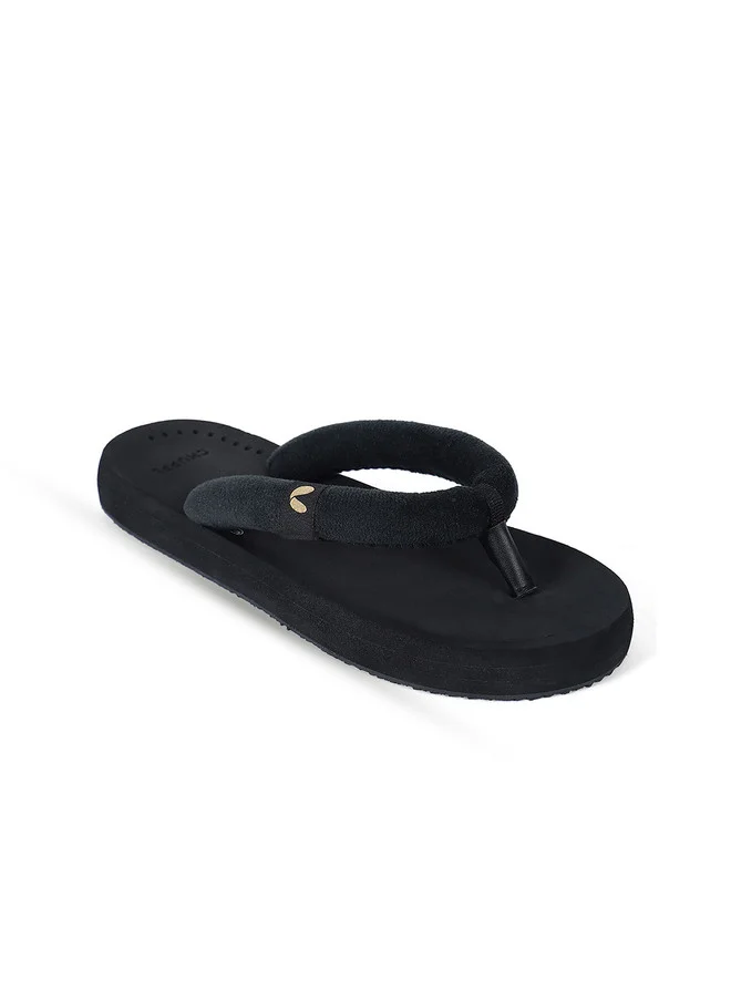 تشيبس CHUPPS Women Black Plush Doctor Ultra Soft Ortho Slipper Flipflop