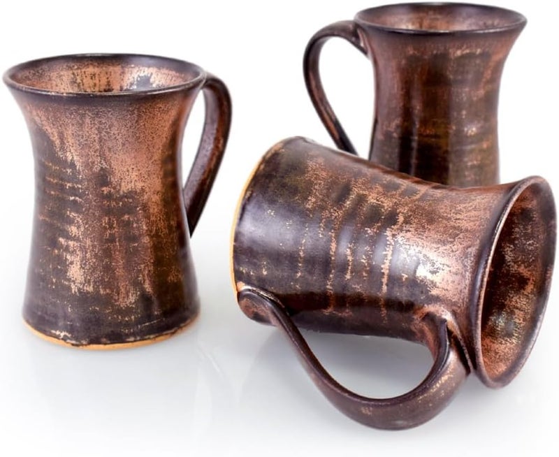 Modern Artisans Stoneware 16oz Coffee Mug with Rustic Antique Copper Glaze American Handmade Pottery - Image 4
