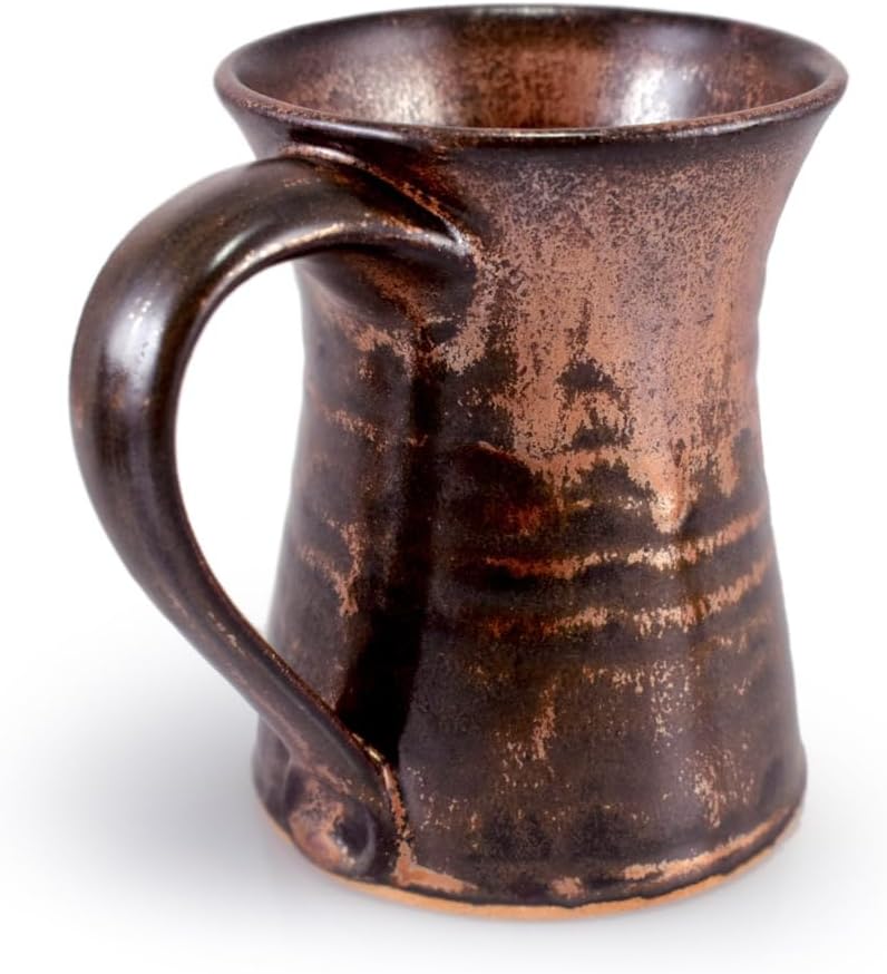 Modern Artisans Stoneware 16oz Coffee Mug with Rustic Antique Copper Glaze American Handmade Pottery - Image 3