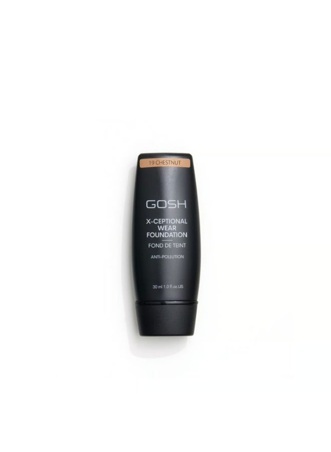 Gosh X-Ceptional Wear Foundation 19 Chestnut 30ml - Image 1