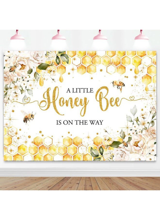 Mocsicka Bee Baby Shower Backdrop 7x5ft - Honey Bee Party Decorations Background With Sweet Honeycomb Bumblebee Decor - Cake Table Photoshoot Studio Props  - Image 1