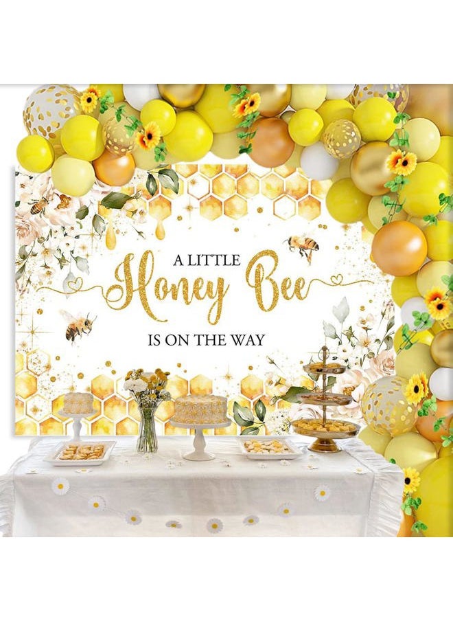 Mocsicka Bee Baby Shower Backdrop 7x5ft - Honey Bee Party Decorations Background With Sweet Honeycomb Bumblebee Decor - Cake Table Photoshoot Studio Props  - Image 2