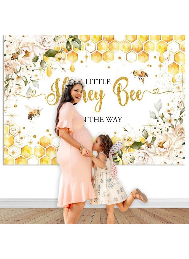 Mocsicka Bee Baby Shower Backdrop 7x5ft - Honey Bee Party Decorations Background With Sweet Honeycomb Bumblebee Decor - Cake Table Photoshoot Studio Props  - Image 3
