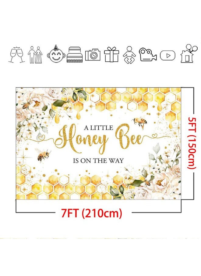 Mocsicka Bee Baby Shower Backdrop 7x5ft - Honey Bee Party Decorations Background With Sweet Honeycomb Bumblebee Decor - Cake Table Photoshoot Studio Props  - Image 5