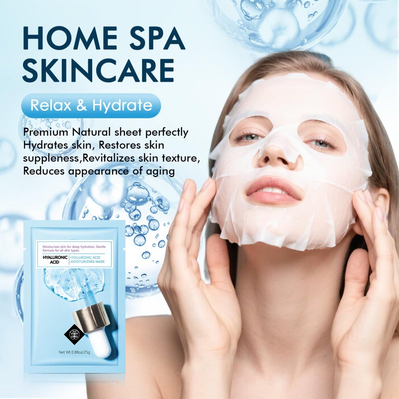 IREV Hyaluronic Acid Face Mask, Face Masks Skincare, Hydrating Mask For Face,Deep Moisturizing Face Sheet Mask, Facial Mask For All Skintypes, After Sun Face Mask, Hydrating Face Masks, Pack Of 10 - Image 5