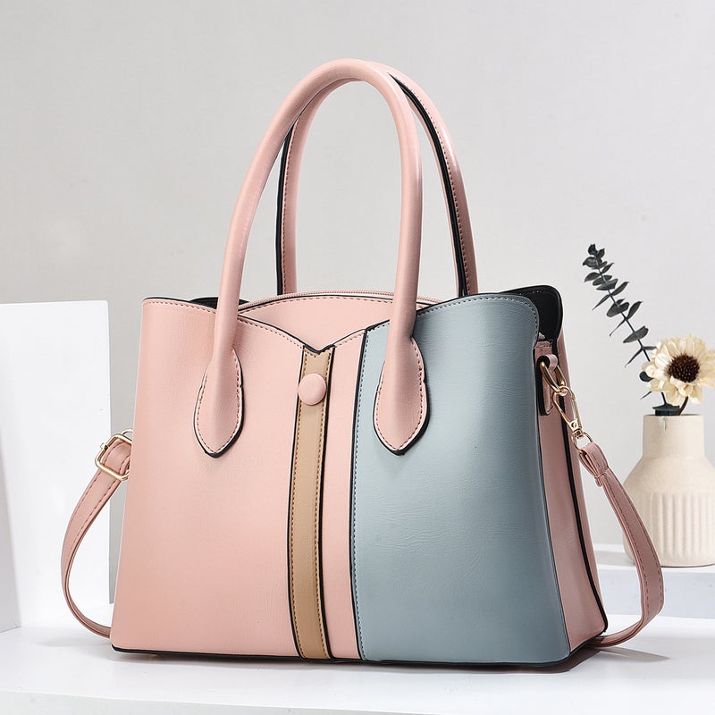 New Contrast Color Stitching Handbag Trendy Fashion Casual All-Match Shoulder Bag Large Capacity Mother Bag Crossbody Bag - Image 3