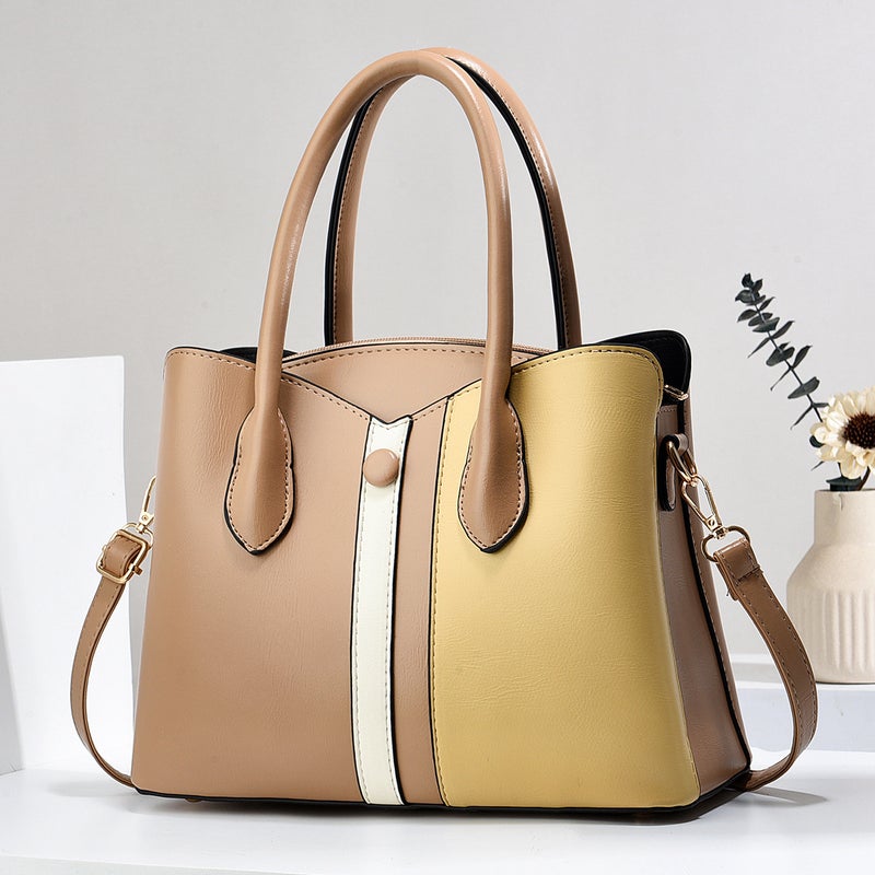 New Contrast Color Stitching Handbag Trendy Fashion Casual All-Match Shoulder Bag Large Capacity Mother Bag Crossbody Bag - Image 1