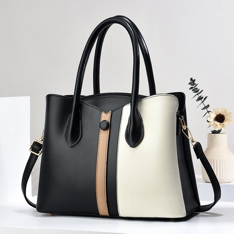 New Contrast Color Stitching Handbag Trendy Fashion Casual All-Match Shoulder Bag Large Capacity Mother Bag Crossbody Bag - Image 2