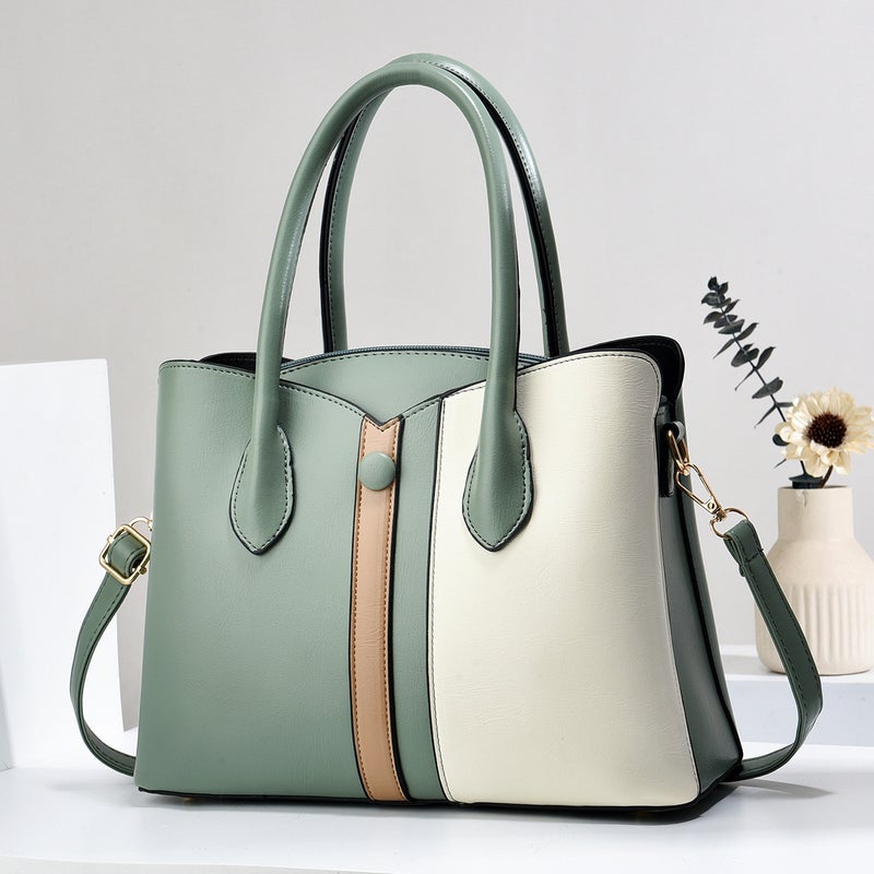 New Contrast Color Stitching Handbag Trendy Fashion Casual All-Match Shoulder Bag Large Capacity Mother Bag Crossbody Bag - Image 5