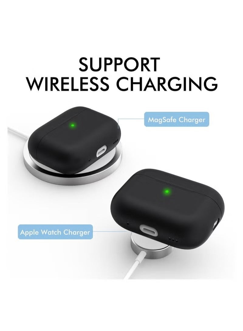 AirPods Pro 2 Case Cover 2022, Premium Silicone Case Cover with Lanyard Fully Protective with Front LED Visible (Black) - Image 3