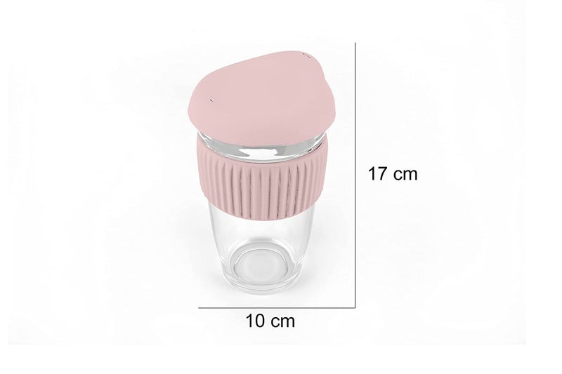 TASKHOUSE Travel Glass Coffee Mug with Lid and Silicone Sleeve 500ml Portable Drinking Water Juice Coffee Tea Microwave Safe Durable Pink Pack 1 - Image 5