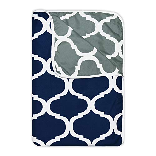 Divine Casa 120 GSM Microfiber Single Dohar | Soft & Lightweight Throw Blanket | Cozy & Breathable | All-Season Comfort | 210 x 140 CM | Moroccan Pattern | Deep Blue - Image 1