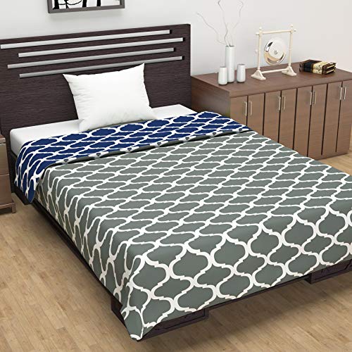 Divine Casa 120 GSM Microfiber Single Dohar | Soft & Lightweight Throw Blanket | Cozy & Breathable | All-Season Comfort | 210 x 140 CM | Moroccan Pattern | Deep Blue - Image 3