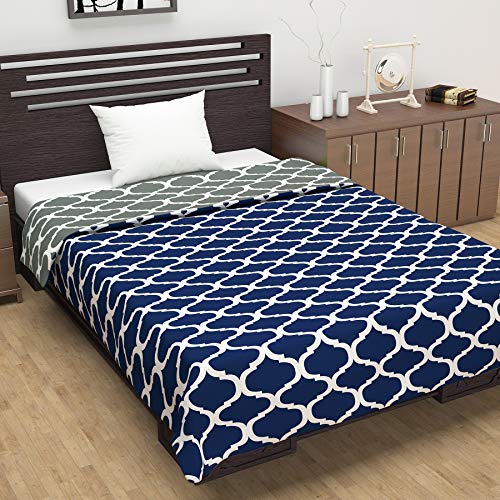 Divine Casa 120 GSM Microfiber Single Dohar | Soft & Lightweight Throw Blanket | Cozy & Breathable | All-Season Comfort | 210 x 140 CM | Moroccan Pattern | Deep Blue - Image 2