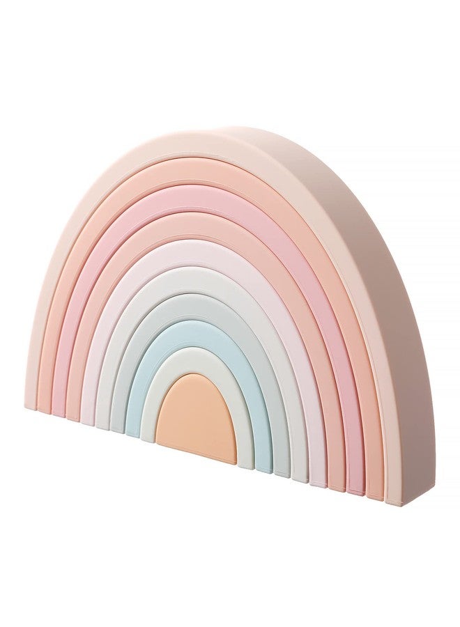 MCGMITT Rainbow Stacking Toy, Silicone Rainbow Stacker for Toddlers, Montessori Nesting Blocks, Building Creative Color Shape Matching Toy Set, 10 Layers - Image 1