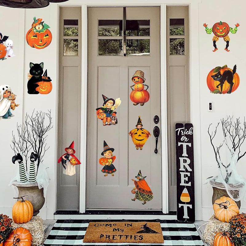 K1tpde 12PCS Vintage Cutout Home Decoration, Pumpkin Witch Cutout, Large Size Halloween Cutouts, Retro Cut-Outs, Trick or Treat Party Decorations - Image 4