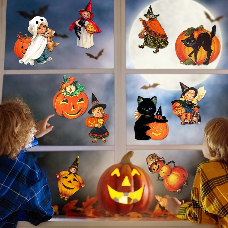 K1tpde 12PCS Vintage Cutout Home Decoration, Pumpkin Witch Cutout, Large Size Halloween Cutouts, Retro Cut-Outs, Trick or Treat Party Decorations - Image 3