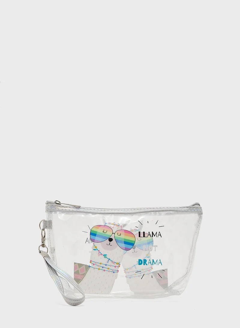 Ginger Llama Not Drama Clear Cosmetics Bag