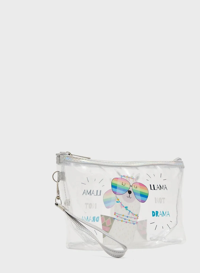 Ginger Llama Not Drama Clear Cosmetics Bag