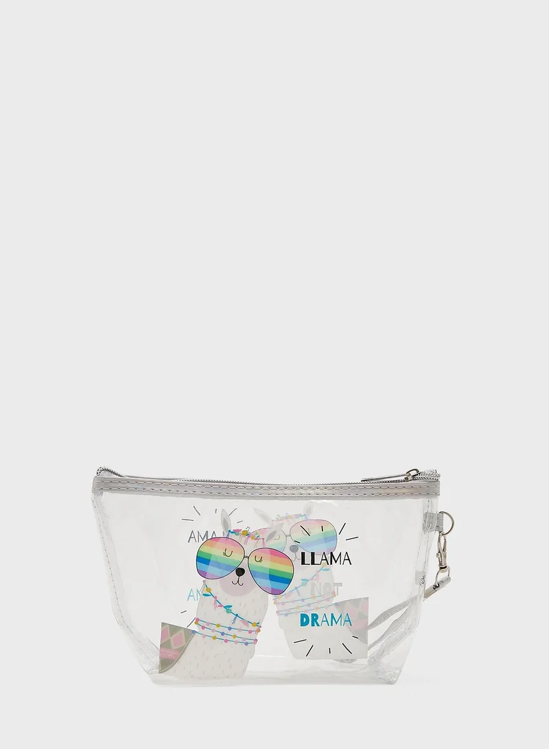 Ginger Llama Not Drama Clear Cosmetics Bag