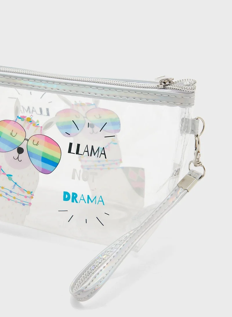 Ginger Llama Not Drama Clear Cosmetics Bag