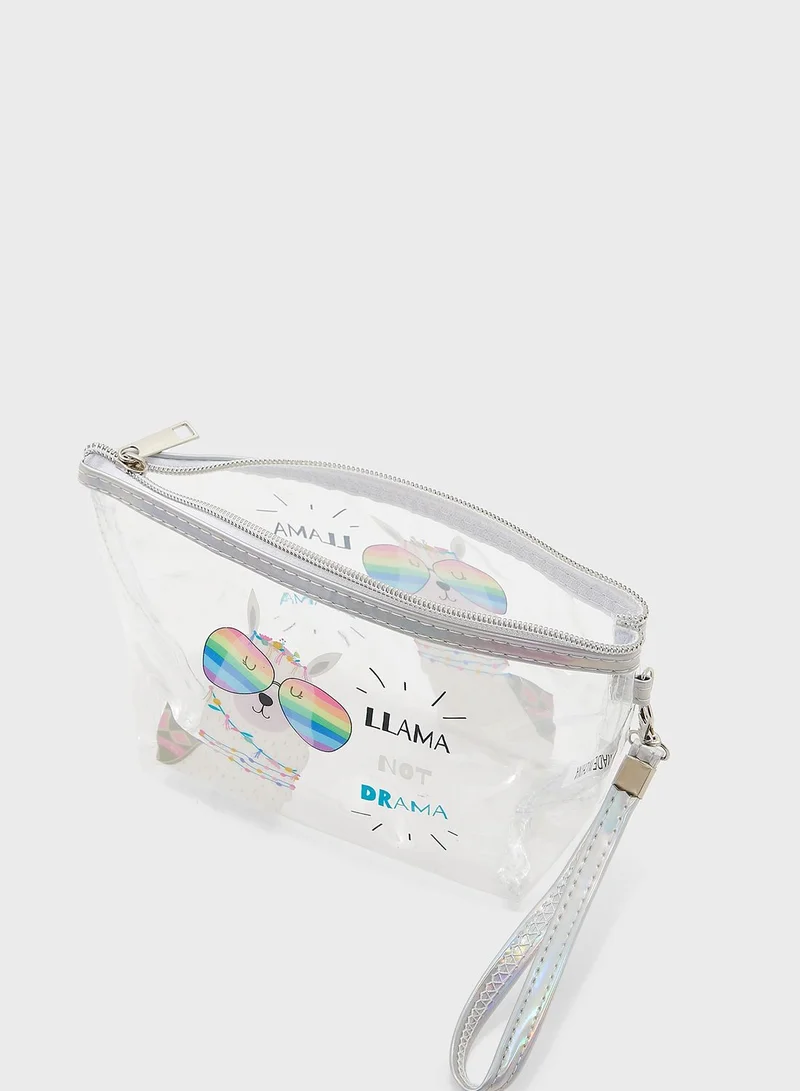 Ginger Llama Not Drama Clear Cosmetics Bag
