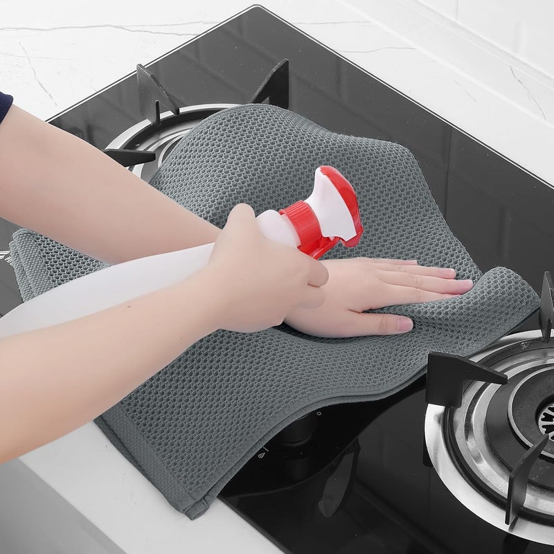 Homaxy 100% Cotton Waffle Weave Kitchen Dish Towels, Ultra Soft Absorbent Quick Drying Cleaning Towel, 13 x 28 Inches, 4-Pack, Grey - Image 5
