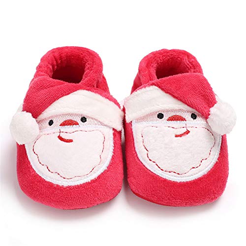 HsdsBebe Baby Boys Girls Christmas Red Shoes Cotton Infant Soft Sole Anti-Slip Christmas Slippers Moccasins Toddler Stay on House Crib Shoes - Image 2
