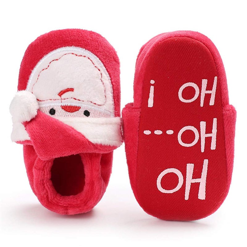 HsdsBebe Baby Boys Girls Christmas Red Shoes Cotton Infant Soft Sole Anti-Slip Christmas Slippers Moccasins Toddler Stay on House Crib Shoes - Image 3
