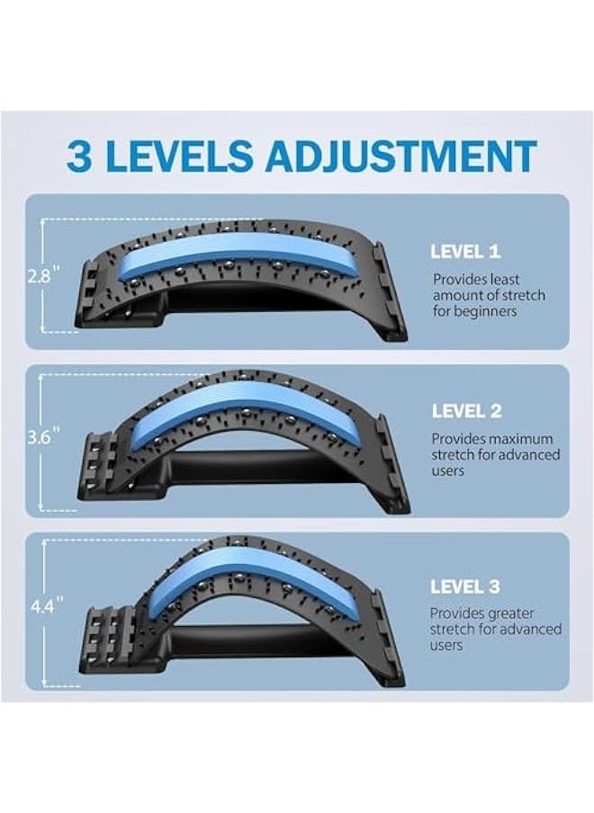 Back Stretcher for Low Back Pain Relief, Multi-Level Back Cracker with Magnet, Upper & Lower Back Pain Relief Device for Herniated Disc, Sciatica, Scoliosis