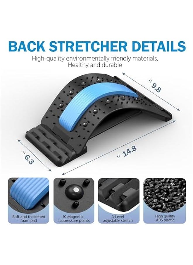 Back Stretcher for Low Back Pain Relief, Multi-Level Back Cracker with Magnet, Upper & Lower Back Pain Relief Device for Herniated Disc, Sciatica, Scoliosis
