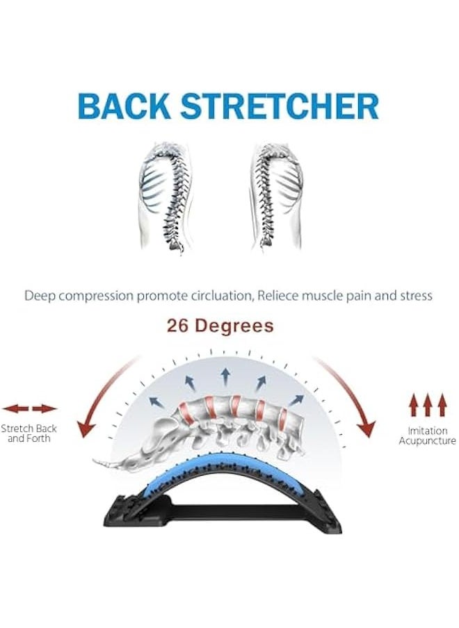 Back Stretcher for Low Back Pain Relief, Multi-Level Back Cracker with Magnet, Upper & Lower Back Pain Relief Device for Herniated Disc, Sciatica, Scoliosis