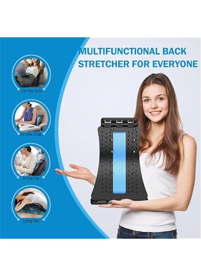 Back Stretcher for Low Back Pain Relief, Multi-Level Back Cracker with Magnet, Upper & Lower Back Pain Relief Device for Herniated Disc, Sciatica, Scoliosis