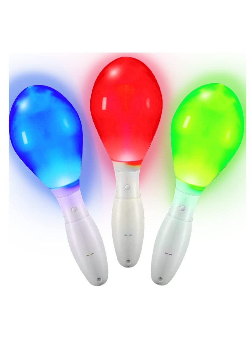 Excefore Light up Maracas Toys, Flashing LED Music Hand Shakers, Noisemaker Toys, Random Cheering Plastic Led Sand Musical Color Egg Props Kids Rattle Toy, Party Color Musical Light Hammer 3PCS - Image 1