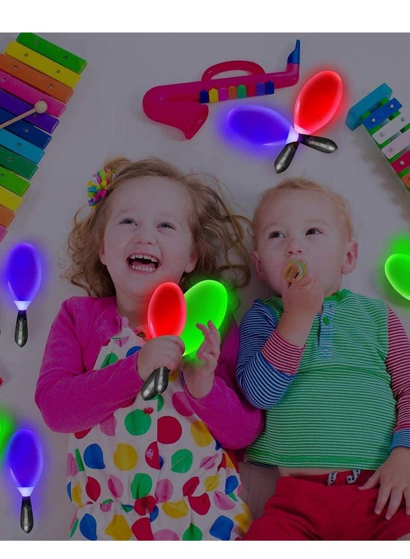 Excefore Light up Maracas Toys, Flashing LED Music Hand Shakers, Noisemaker Toys, Random Cheering Plastic Led Sand Musical Color Egg Props Kids Rattle Toy, Party Color Musical Light Hammer 3PCS - Image 2