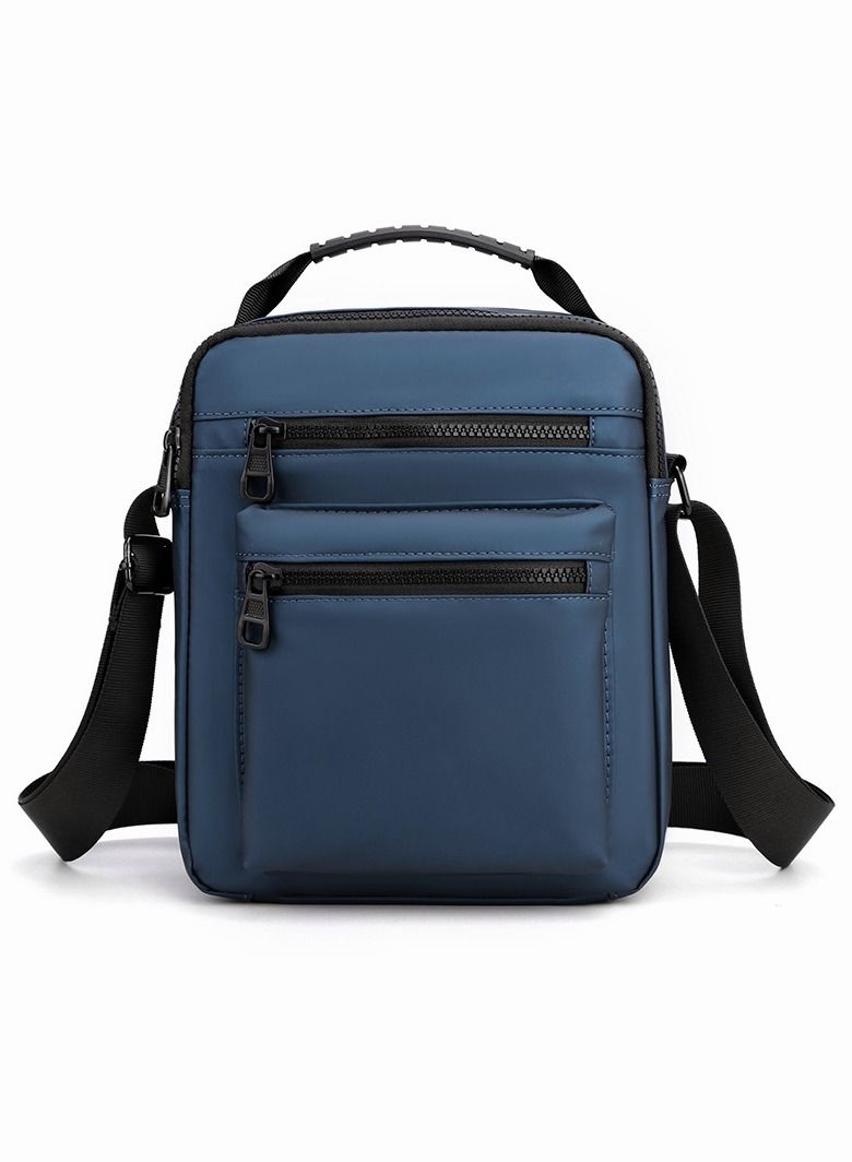 Minimalist Wear-Resistant Oxford Crossbody Shoulder Bag with Adjustable Strap and Top Handle Multi-layer Functional New Trends Fashion Handbag for Men Solid Blue - Image 1