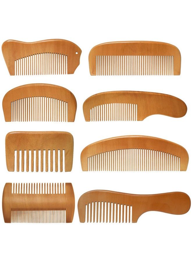 Cunhill 8 Pieces Wooden Comb For Men Wide Tooth Comb Wooden Beard Comb Handmade Anti Static Comb Fine Teeth Combs No Snag Brush For Beard Hair Mustache - Image 1