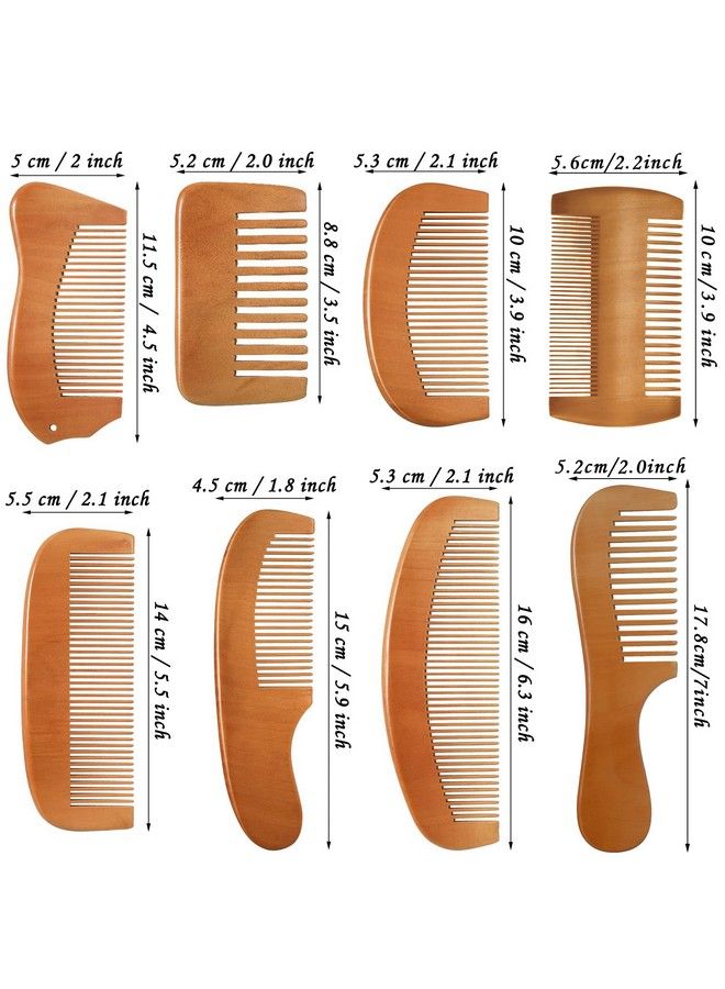 Cunhill 8 Pieces Wooden Comb For Men Wide Tooth Comb Wooden Beard Comb Handmade Anti Static Comb Fine Teeth Combs No Snag Brush For Beard Hair Mustache - Image 4